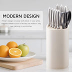 Universal Knife Block Holder for Kitchen, WELLSTAR Knife Stand without Knives, Safe Space Saver Large Volume Stable Knife Storage with Scissors Slot, Detachable for Easy Cleaning – Off-White