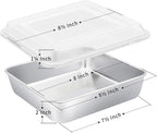 E-far 8 x 8-Inch Baking Pan with lid, Square Cake Brownie Baking Pans Stainless Steel Bakeware Set of 2, Non-toxic & Healthy, Easy Clean & Dishwasher Safe - 4 Pieces(2 Pans + 2 Lids)