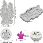 5 PCS Marine Theme Fondant Silicone Mold Seaweed Sea Fish Coral Sea Turtle Shape DIY Handmade Baking Tools, For Theme Cake Cookie Chocolate Candy Decoration Fondant Polymer Clay