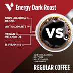 VitaCup Energy Dark Roast Coffee Pods, Boost Focus & Metabolism, Antioxidants, B Vitamins, Bold & Smooth,100% Arabica Coffee, Recyclable Single Serve Pod Compatible with Keurig K-Cup Brewers,32 Ct