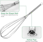 ForTomorrow Stainless Steel Whisk Set - 8"+10"+12" Thin Handle Wisk Balloon Wire Whisks Kitchen Tool for Cooking, Baking, Mixing Blending, Whisking, Beating, Stirring