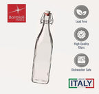 Bormioli Rocco 33.75oz Swing Bottle (Set of 2) - Reusable Glass with Airtight Leakproof Swing Tops, BPA-Free Office Water Bottle, Great for Homemade Syrups, Dressings, Infused Oils, Fresh Juices