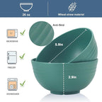 Wrova Wheat Straw Bowl Sets,8 PCS Unbreakable Cereal Bowls 26 OZ,Microwave and Dishwasher Safe Bowls,Kids Bowl suitable for cereal,salad,snack and soup (Green)