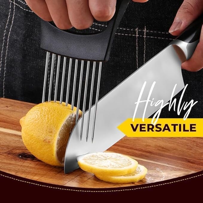 2025 Upgraded Onion Slicer, Onion Holder Chopper for Slicing, Chopper Slicer Assistant Tool, Cutter for Slicing of Meat, Potato, Tomato Kitchen Gadgets (3, Black)