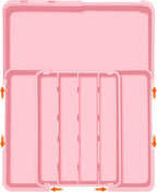Silverware Organizer Expandable Silverware Drawer Organizer Adjustable Drawer Organizer, Flatware Cutlery Tray for Spoons Forks Knives Kitchen Organizers Storage,Pink