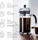 Bodum 34oz Chambord French Press Coffee Maker, High-Heat Borosilicate Glass, Stainless Steel, Black – Made in Portugal