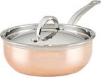 Hestan - CopperBond Collection - Copper Saucier Pan with Lid, Induction Cooktop Compatible, 2-Quart