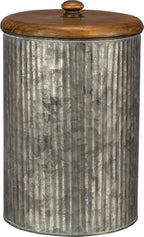 Primitives by Kathy Rustic Style Canisters, Set of 3, Galvanized Metal and Wood