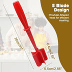 Meat Masher, 5 Curve Blade Hamburger Chopper, Heat Resistant Meat Masher for Ground Beef, Mix and Chop Kitchen Tool, Food Smasher Tool for Hamburger, Beef, Potato, Tomato, Avocado (Red)