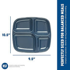 Carlisle FoodService Products Essential Food Tray, 4-Compartment Plastic Cafeteria Tray for Schools, Dining Halls, and Restaurants, Melamine, 10.5 x 9.5 Inches, Cafe Blue, (Pack of 36)