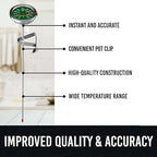 Candy Thermometer with Pot Clip - Deep Fry Oil Thermometer for Frying and Candle Making - Green