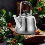 Luxshiny Whistling Tea Kettle: Stainless Steel Boil Water Kettle with Filter for Home and Office Use - 1.5L (Silver)