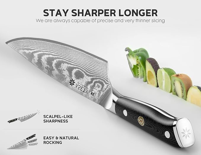 Damascus Kitchen Knife Set 3 PCS: NSF Food-Safe Japanese Knives with VG10 Steel Core, Ultra-Sharp Professional Chef Knife Set and Full Tang G10 Handle, Elegant Box