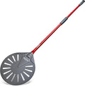 TKC 9" Perforated Pizza Peel, Professional Aluminum Pizza Turning peel, Long Handle Metal Pizza Spatula for Indoor and Outdoor, Lightweight Non-Stick Pizza Turner - Pizza Oven Accessories RED