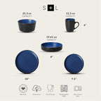 Stone Lain Albie 20-Piece Dinnerware Set Stoneware, Blue and Black