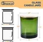 8 OZ Thick Candle Jars for Making Candles 15 Pcs, Green Empty Jars with Wood Lids for Candle Making, Sample Container,Clear Green