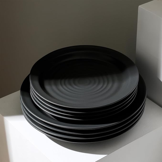 Stone Lain Orbit 4-Piece Dinner Plate Set Stoneware, Charcoal