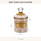 MACKENZIE-CHILDS Rosy Check Enamel Canister, Pink-and-White Kitchen Storage Container with Lid, Mini
