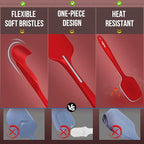 Walfos Silicone Spatula - 600°F High Heat Resistant Kitchen Spoon Spatulas, Strong Steel Core & One-Pieces Seamless Design, Perfect for Cooking Mixing & Baking - BPA Free & Dishwasher Safe 2 Set, Red
