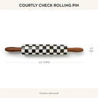 MACKENZIE-CHILDS Rolling Pin, Decorative Roller Pin for Baking, Cute Baking Supplies, Black-and-White Courtly Check