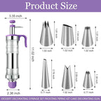 Dessert Decorating Syringe Set, Frosting Piping Kit Cake Decorating Tool, 6 Stainless Steels Piping Tips, 2 Couplers, 9 Silicone Baking Cups, Cupcake Frosting Filling Injector Icing Piping Kit