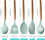 Kitchen Utensils Set, Silicone Cooking Utensils Set,Non-Stick Silicone Spatula Set with Natural Acacia Hard Wood Handle, 5 Piece, Upgraded Thickened Cookware