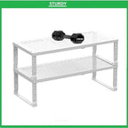 Metal Stackable Expandable Storage Shelf - Multi-Functional Home Storage Shelf, Suitable for Kitchen, Cabinet，Bathroom, Office, Garage, etc.（2PACKS/White/Medium