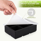 Ice Cube Trays Silicone,2 Pack Large Square Ice Cube Molds with Removable Lids,Stackable Big Ice Trays for Freezer,Ice Maker Reusable and BPA Free for Whiskey, Cocktail, Chilled Drink