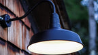 Steel Lighting Co. Gardena Barn Light | Outdoor Wall Mounted | 16" Dome | 11" Straight Arm | Farmhouse Light Made in America | Black Exterior/White Interior