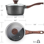 SENSARTE Nonstick Sauce Pan with Lid Saucepan Set, Swiss Granite Coating Sauce Pot Kitchen Cooking Pot, Induction Comptable, Free of Intentionally Added PFOA, 1.5 + 2.5 QT