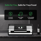 Fully Automatic Vacuum Sealer, 95Kpa Powerful Food Vacuum Sealer Machine, Auto Dry-Wet Detection | Bag Cutter | 2 Rolls Bags | Effortless Operation, Silver - Black