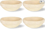 Rattan Proofing Basket Round - 4 Pack 9 Inch Natural Release Handwoven Design with Removable Linen Liners - Easy Clean for Sourdough Beginner Homemade Bread