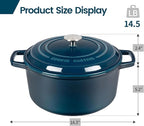 Enameled Cast Iron Dutch Oven Pot With Lid, Dutch Oven for Sourdough Bread Baking Round Pot Dule Handle, 7.5 Quart, Blue