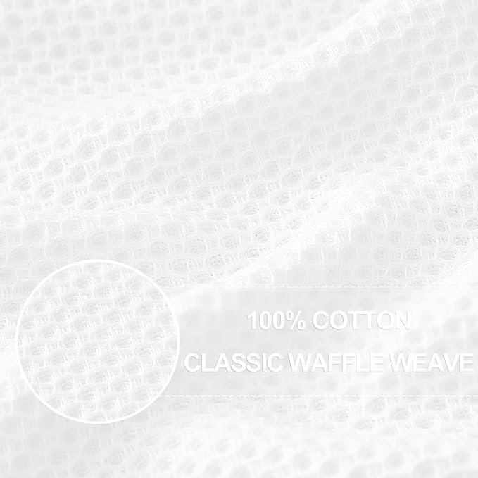Homaxy 100% Cotton Waffle Weave Kitchen Dish Cloths, Ultra Soft Absorbent Quick Drying Dish Towels, 12 x 12 Inches, 24-Pack, White