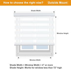 Persilux Cordless Zebra Blinds for Windows Free-Stop Roller Shades for Windows (33.5" W x 72" H, White) Dual Layer Window Treatments Room Darkening Roller Blinds for Home, Office and Kitchen