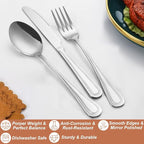 20 Pcs Silverware Set for 4 with Pearled Edge Handle design, Food Grade Stainless Steel Flatware Set, Eating Utensils Sets Include Fork/Knife/Spoon, Reusable Cutlery Set, Dishwasher Safe