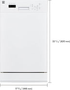 Kenmore 18" Built-in Stainless Steel Tub Dishwasher EasyFlex 3rd, SmartWash, UltraWash Plus, TurboDry, MoreSpace Adjustable Rack, Energy Star Certified, White