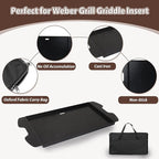 7034 Cast Iron Griddle Plate with Carry Bag for Weber Traveler Grills 9010001 9020001，Upgrade Flat Top Griddle Replacement Part for 9030001 9013001 9011701 Weber Traveler Portable Gas Grills,Black