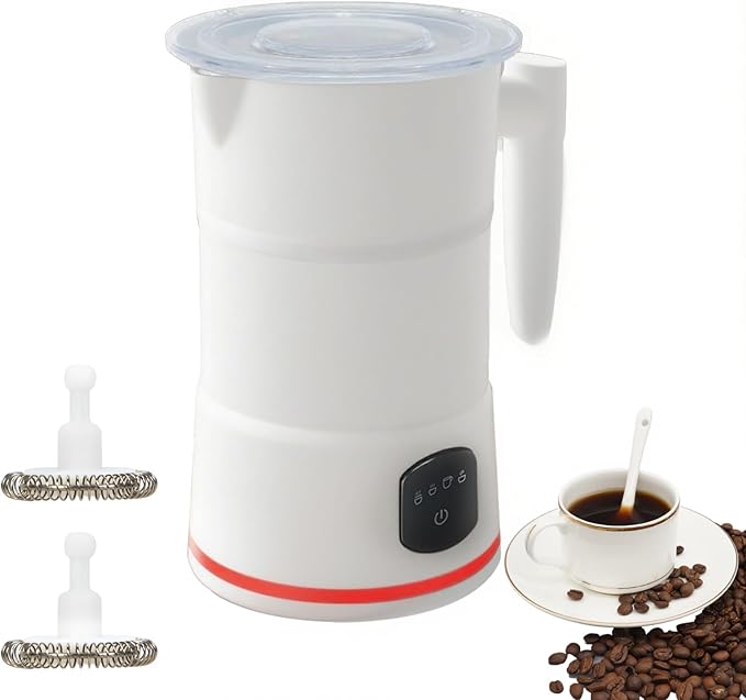 4 in 1 Electric Milk Frother, Steamer with Warming function, Automatic Hot and Cold Milk Frother, Coffee Frother, Latte, Hot Chocolate, Macchiato, Cappuccino (White)