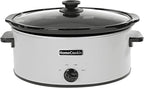 HOMECOOKIN 8 Quart Slow Cooker Oval Manual Pot Food Warmer with 3 Cooking Settings, White Stainless Steel