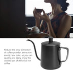 Pour Over Coffee Kettle, 12oz Stainless Steel Gooseneck Spout Pour Over Coffee Kettle Long Narrow Drip Spout Coffee Tea Pots for Pour Over Coffee, Home Brewing, Camping (12oz, Black with Lid)