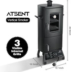 Propane Smoker, Vertical Smoker with Three Removable Shelves,Outdoor Grills & Smokers with Thermometer for BBQ, Backyard,Black…