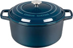 Enameled Cast Iron Dutch Oven Pot With Lid, Dutch Oven for Sourdough Bread Baking Round Pot Dule Handle, 7.5 Quart, Blue