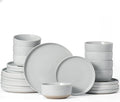 Famiware Milkyway Dinnerware Sets, 24 Piece Dish Set, Plates and Bowls Sets for 8, Light Gray