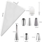 Reusable Cotton Piping Bags and Tips Set- GleeAnt Frosting Piping Kit for Baking 6pcs Large Stainless Icing Tips for Cake Decorating- Icing Bag,Coupler I Professional Cupcake Kit (9)