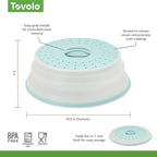 Tovolo Microwave Splatter Cover for Food Medium Blue Haze Dishwasher Safe, Collapsible Reusable Cover for Food in Microwave Uses BPA Free Safe Silicone,10 inch Vented Microwave Cover