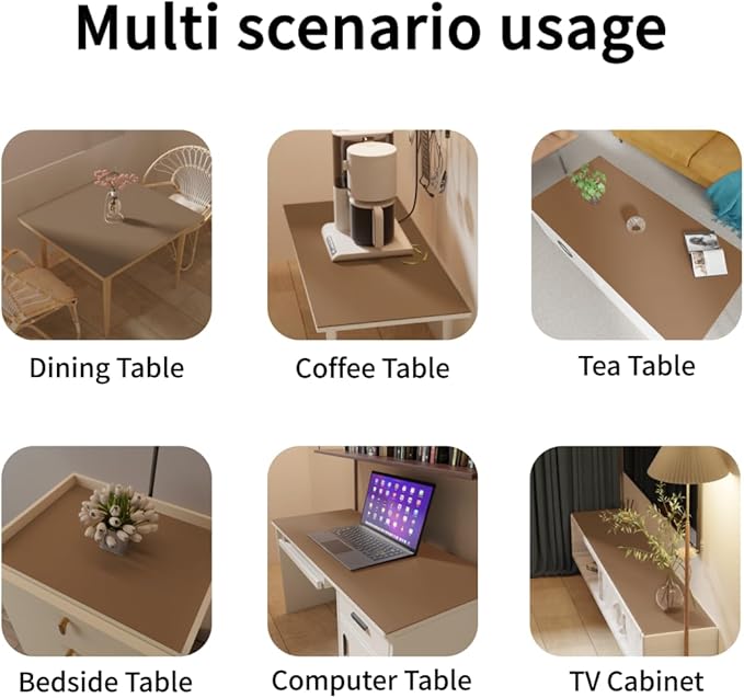 Leather Table Pad,1.8mm Thick,40x78 Inch,Dining Table Pad,Table Pads for Dining Room Table Rectangular,Table Protector for Dining Room Table(Mud Color+Champagne Gold,40x78)