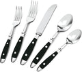 Silverware Set For 8 with Two Rivets, Vintage 40-Piece Everyday Flatware Set with Black Bakelite Handle, Stainless Steel Cutlery Set, Dishwasher Safe, Knives Spoons and Forks Set