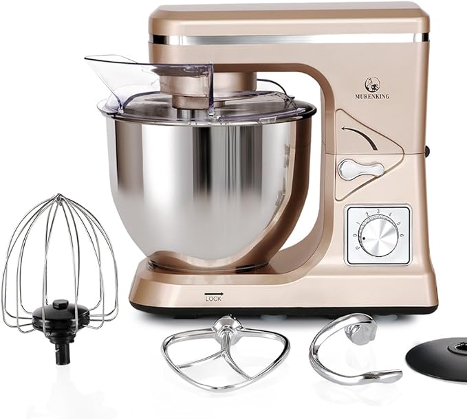 Stand Mixer,5.3-Qt & 500W & 6+P Speed MK36 Tilt-Head Kitchen Electric Food Mixers Home Baking Dough Machine with Accessories (Champagne)