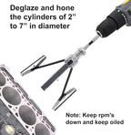 Engine Cylinder Hone Tool 2"-7" Diameter Adjustable Deglazer Kit with 3-Piece 4" Long Stones 220 Grit